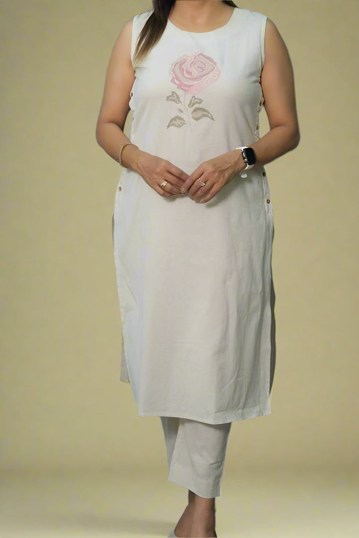 Twill & Thread Cotton Kurti Set