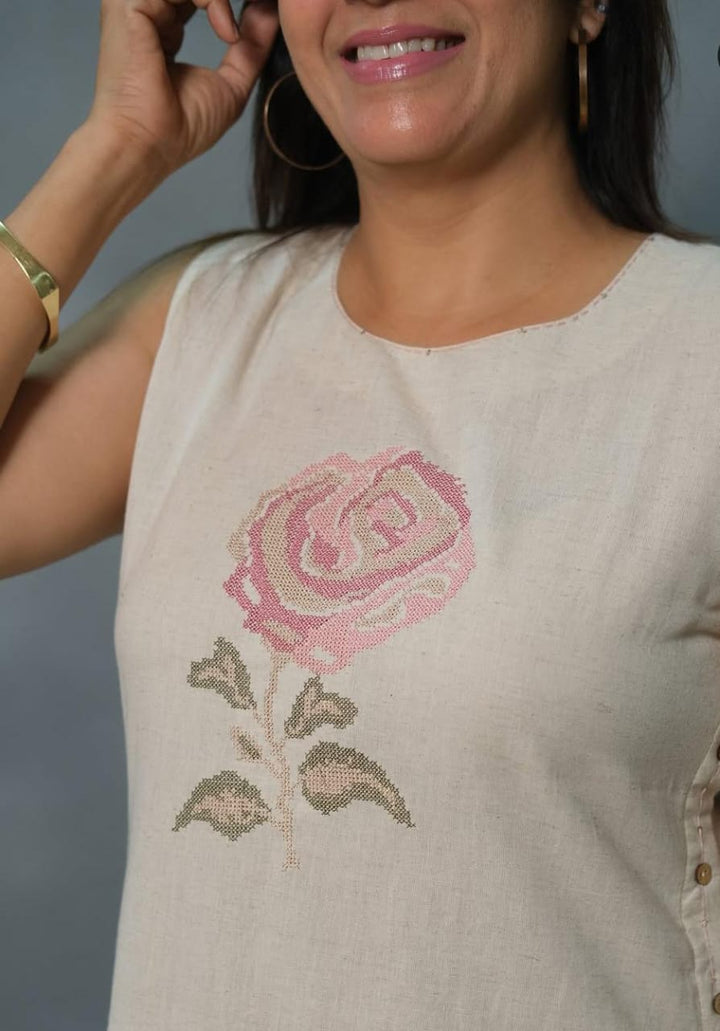 Twill & Thread Cotton Kurti Set