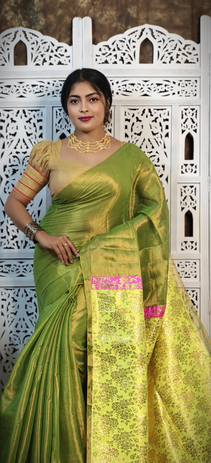 Mixmatch Fusion Raga Tissue Silk Saree