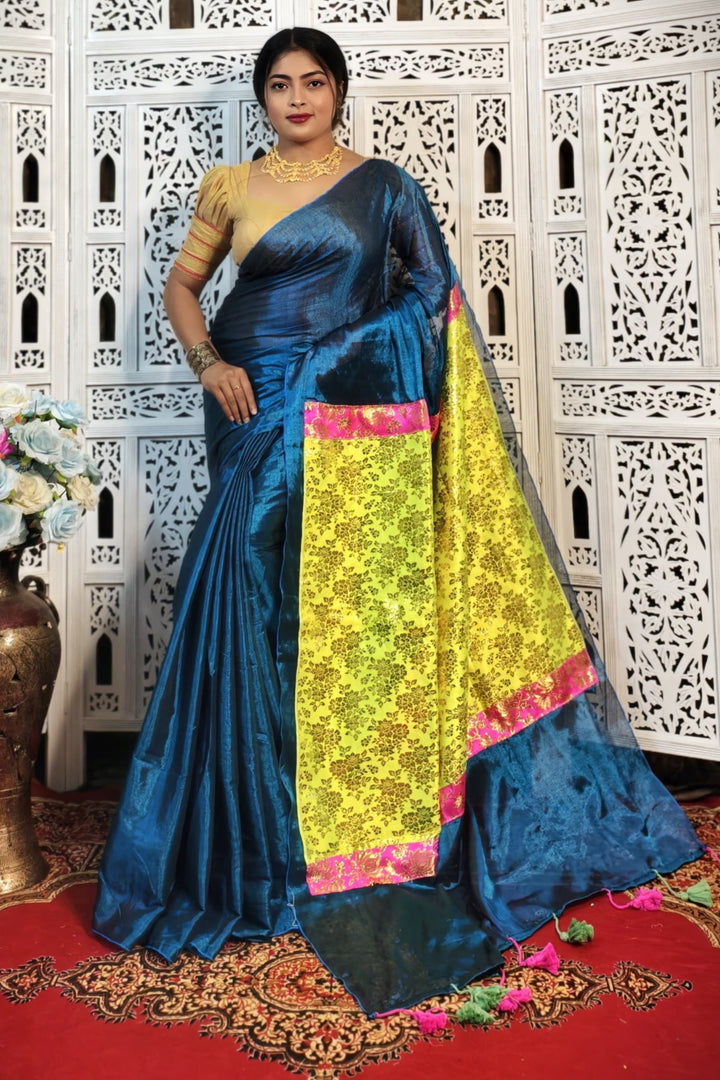 Mixmatch Fusion Raga Tissue Silk Saree