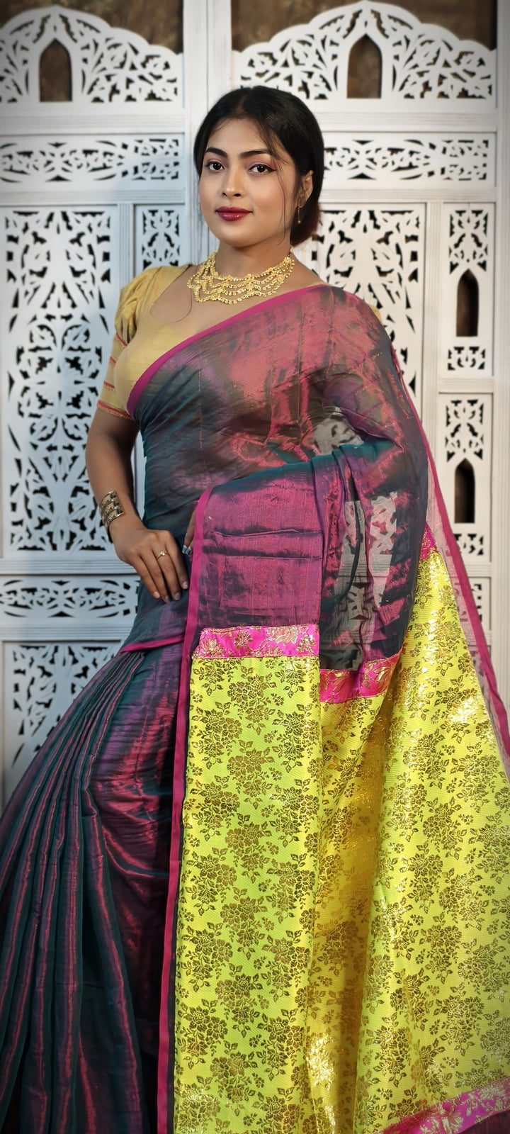 Mixmatch Fusion Raga Tissue Silk Saree
