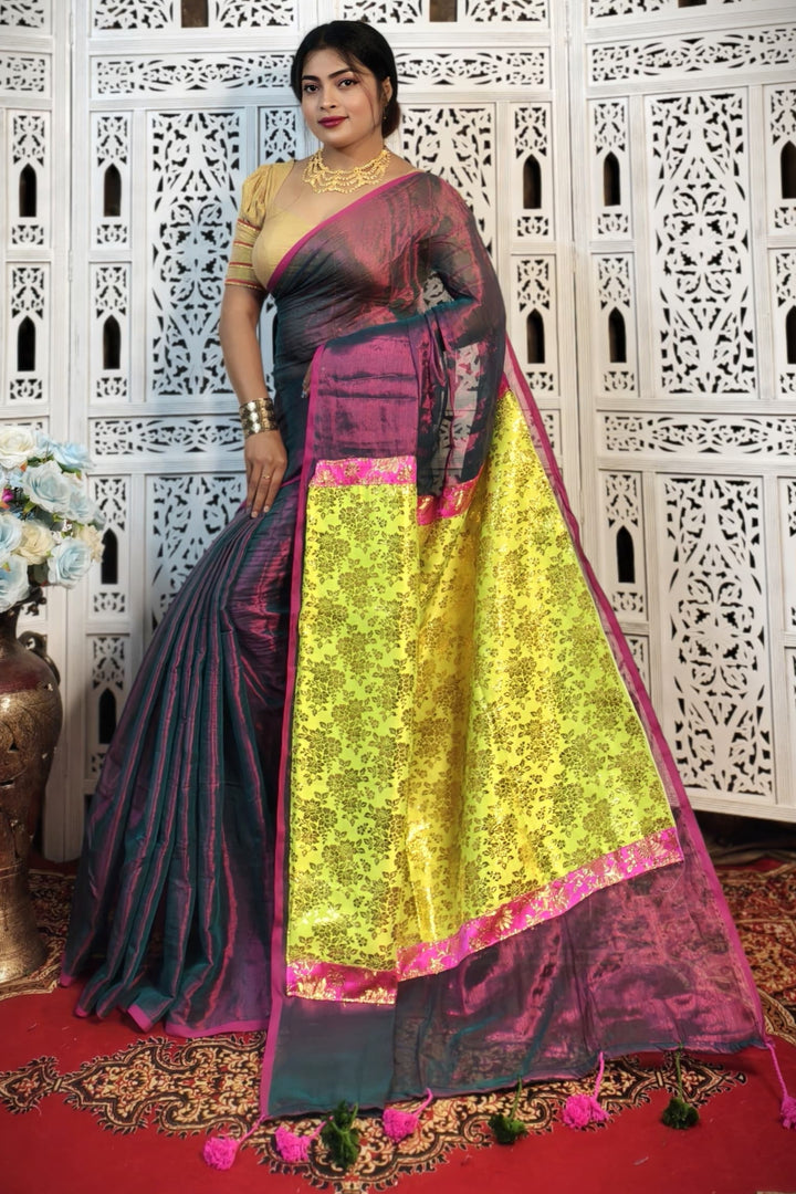 Mixmatch Fusion Raga Tissue Silk Saree