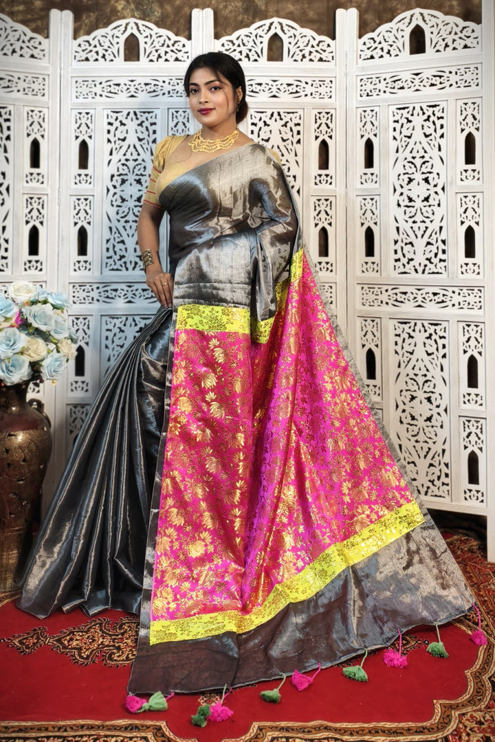 Mixmatch Fusion Raga Tissue Silk Saree