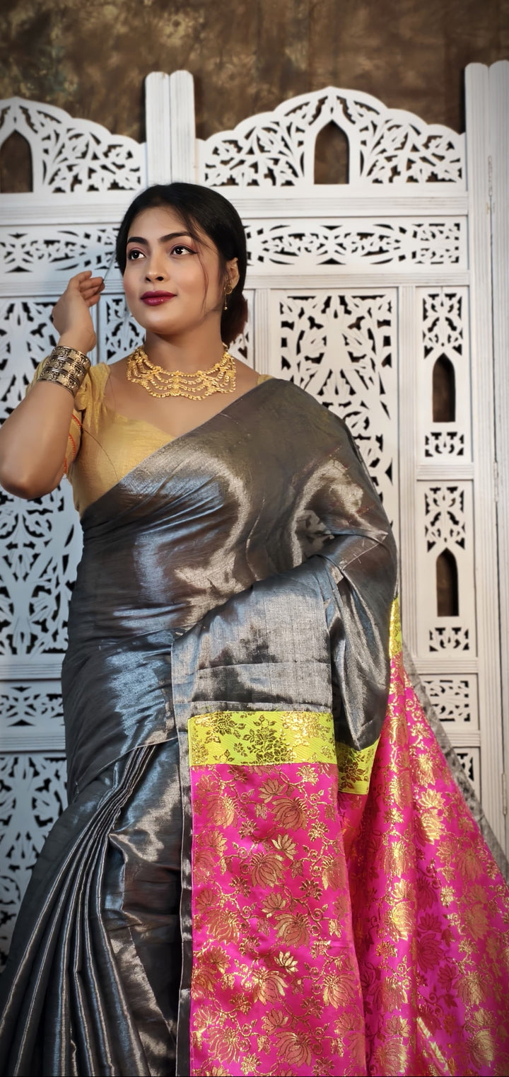 Mixmatch Fusion Raga Tissue Silk Saree