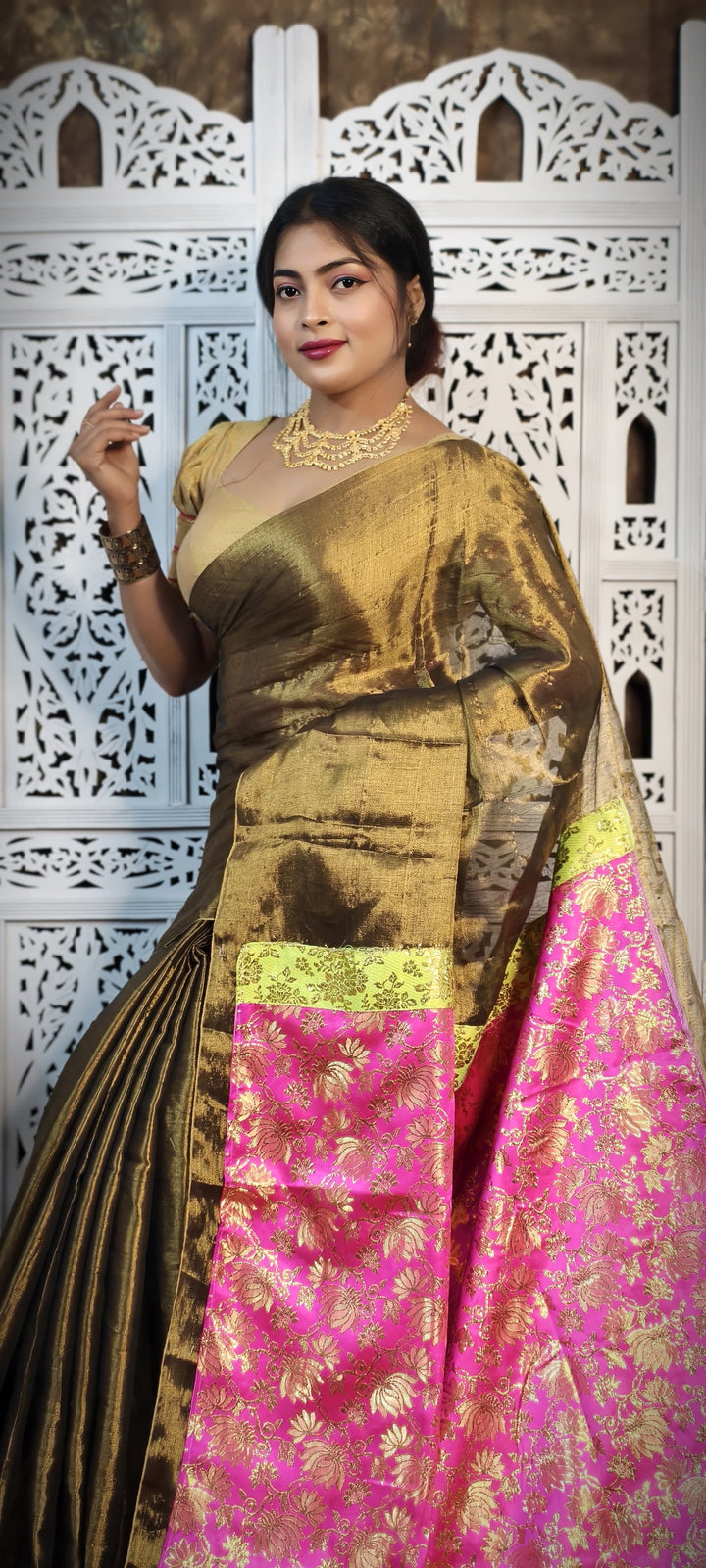 Mixmatch Fusion Raga Tissue Silk Saree