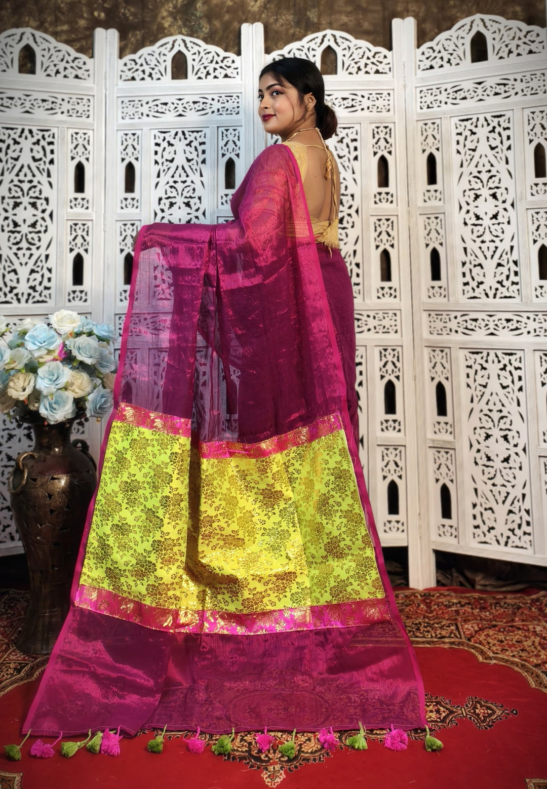Mixmatch Fusion Raga Tissue Silk Saree