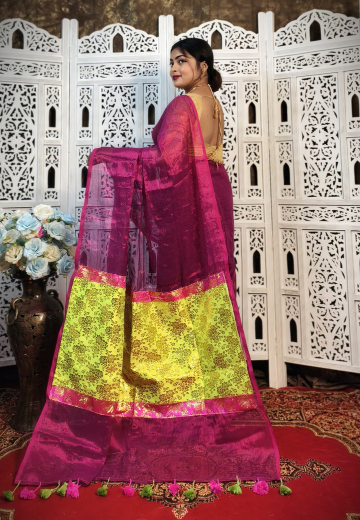 Mixmatch Fusion Raga Tissue Silk Saree