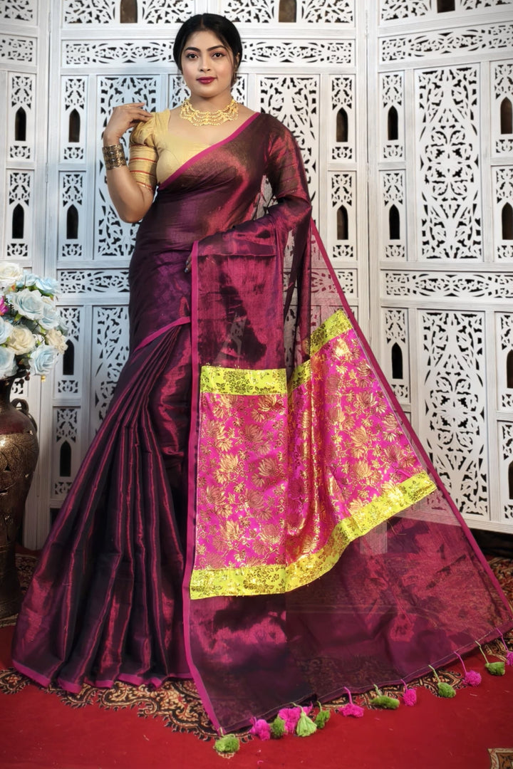 Mixmatch Fusion Raga Tissue Silk Saree