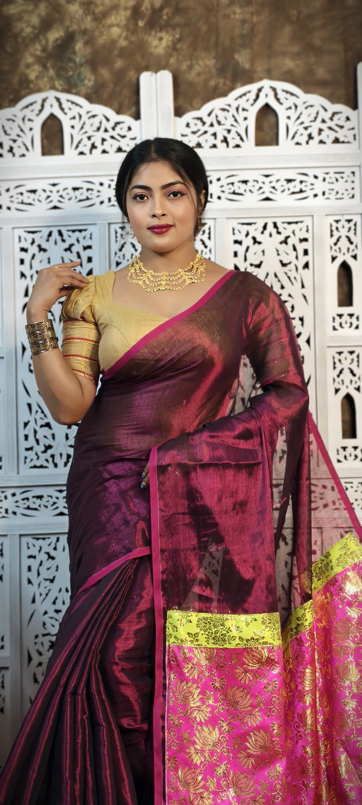 Mixmatch Fusion Raga Tissue Silk Saree