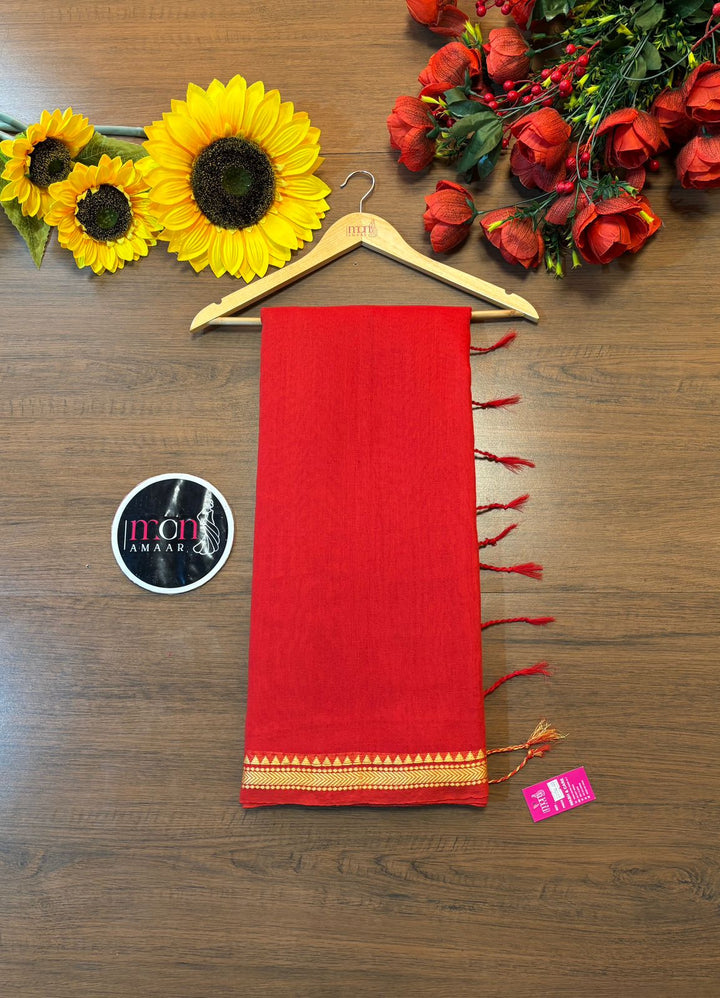 Gratifying Pure Khadi Red Cotton Saree