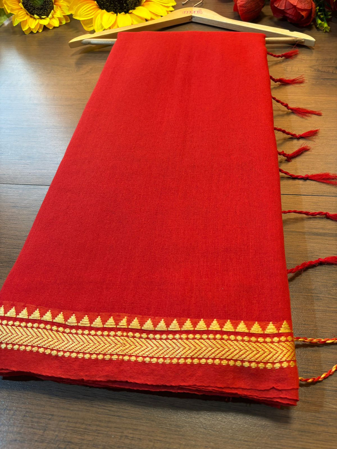Gratifying Pure Khadi Red Cotton Saree