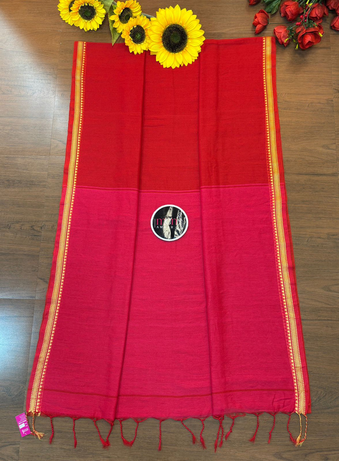 Gratifying Pure Khadi Red Cotton Saree