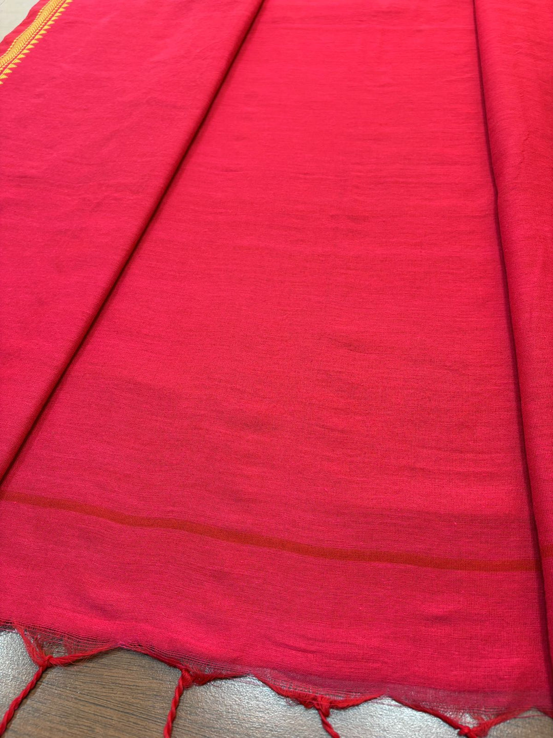 Gratifying Pure Khadi Red Cotton Saree