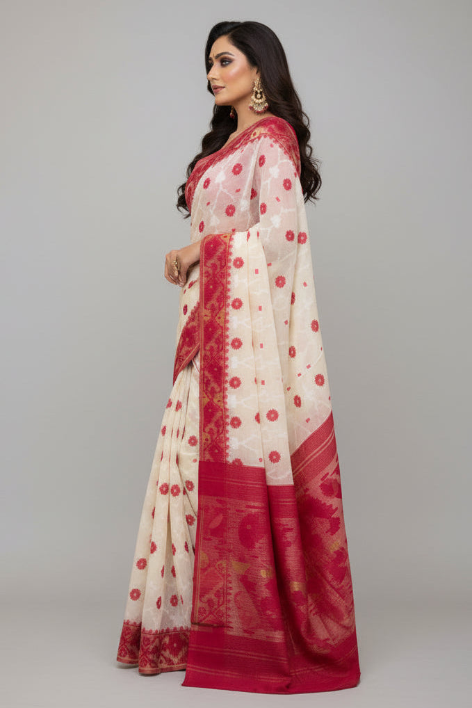 Sindoor Khela Dhakai Jamdani Saree