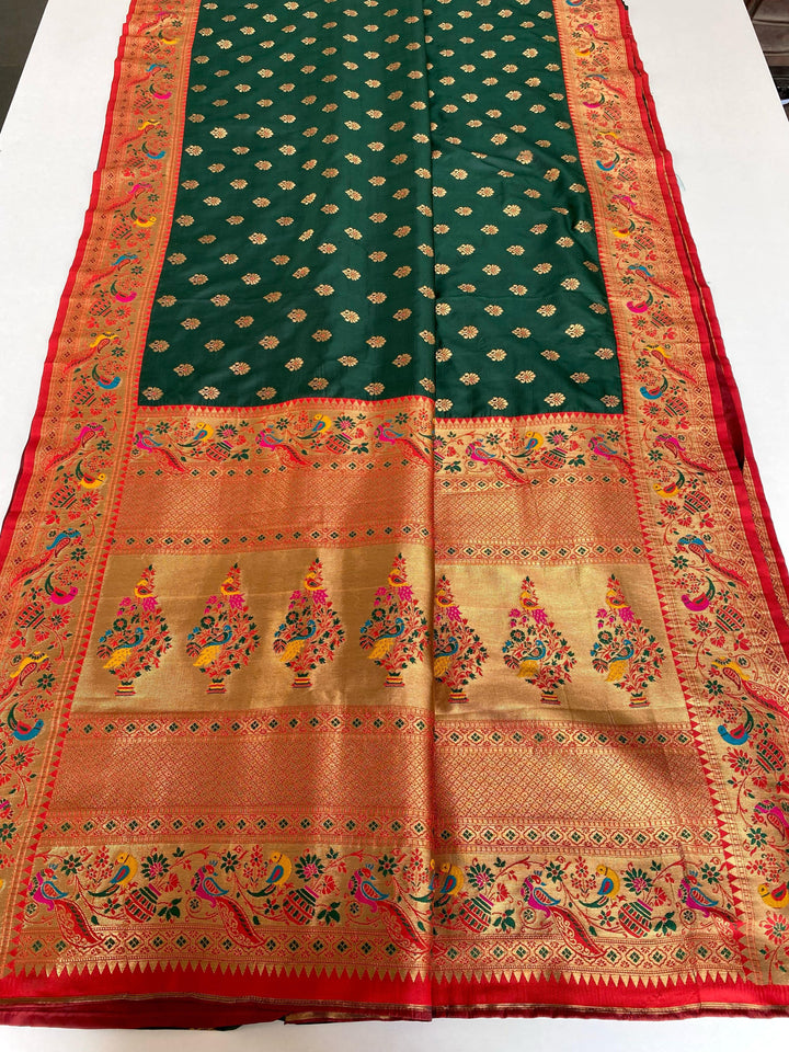 Festival Of Lights Paithani Green Silk Saree