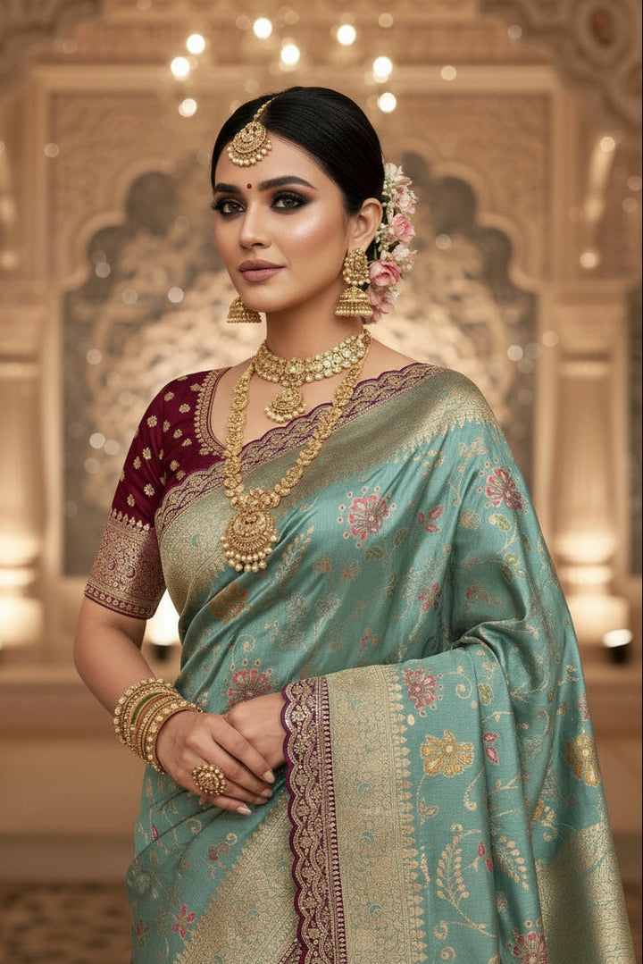 Marigold Dust Banarasi Dola Silk Saree