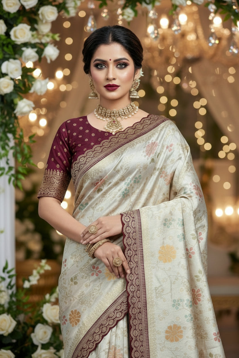 Marigold Dusk  Banarasi Dola Silk Saree