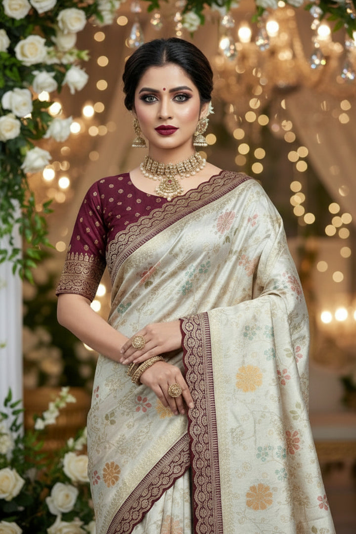 Marigold Dusk  Banarasi Dola Silk Saree