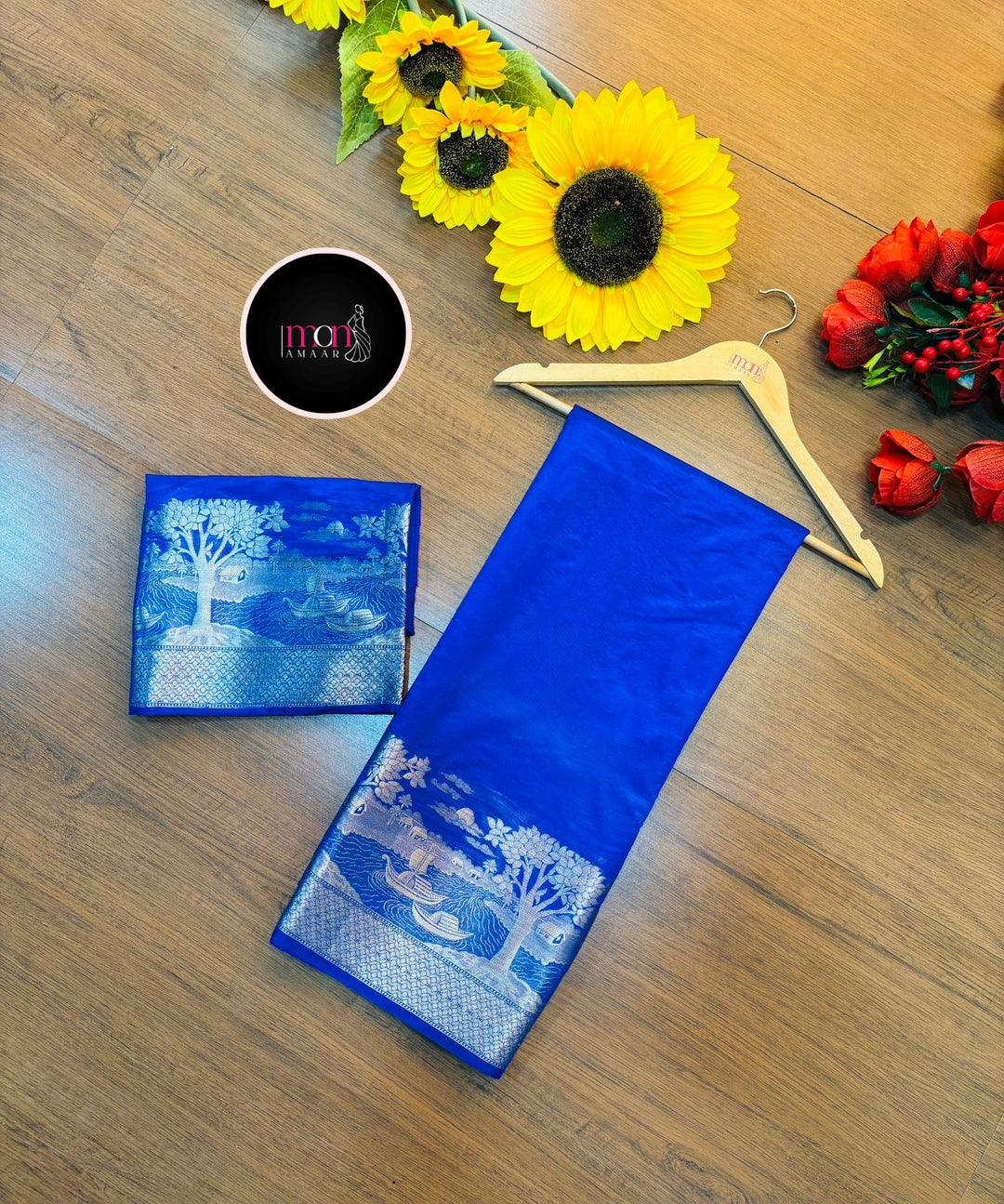 Nadi Ghat Blue Banarasi Fancy silk Saree
