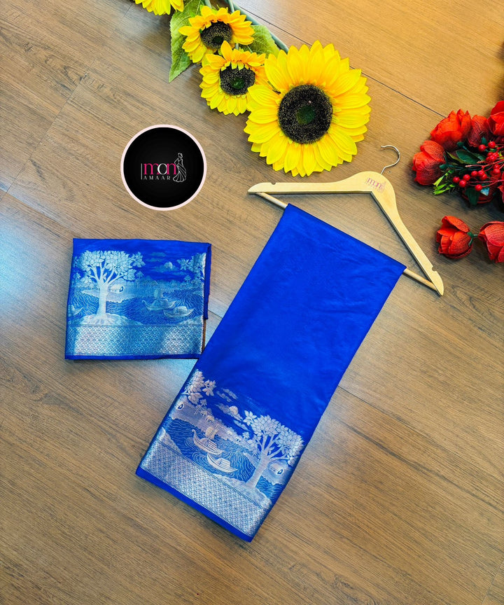 Nadi Ghat Blue Banarasi Fancy silk Saree