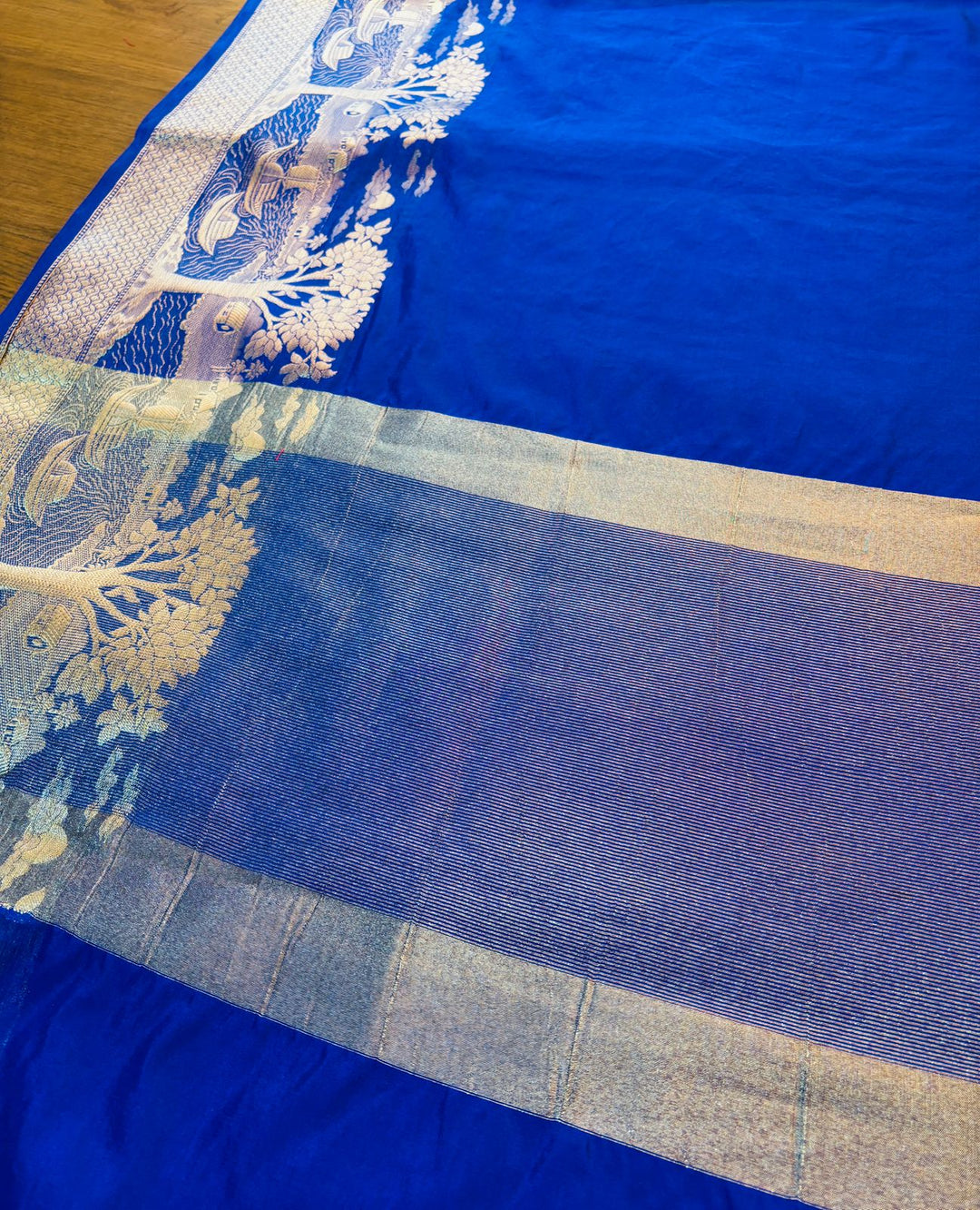 Nadi Ghat Blue Banarasi Fancy silk Saree