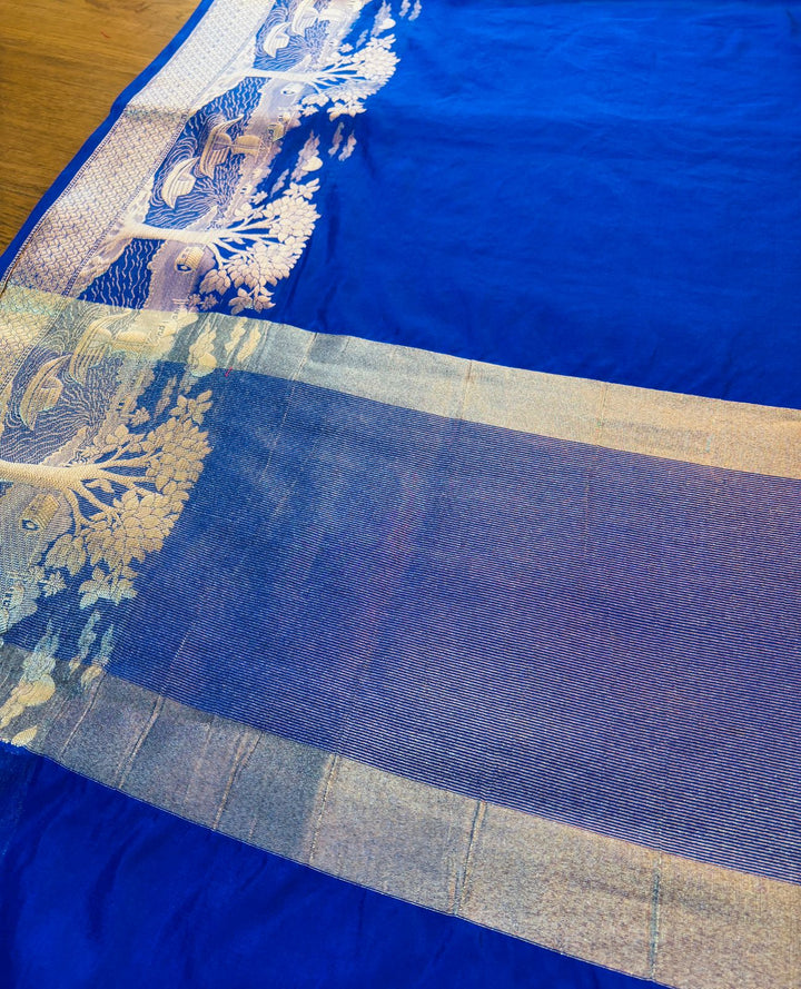 Nadi Ghat Blue Banarasi Fancy silk Saree
