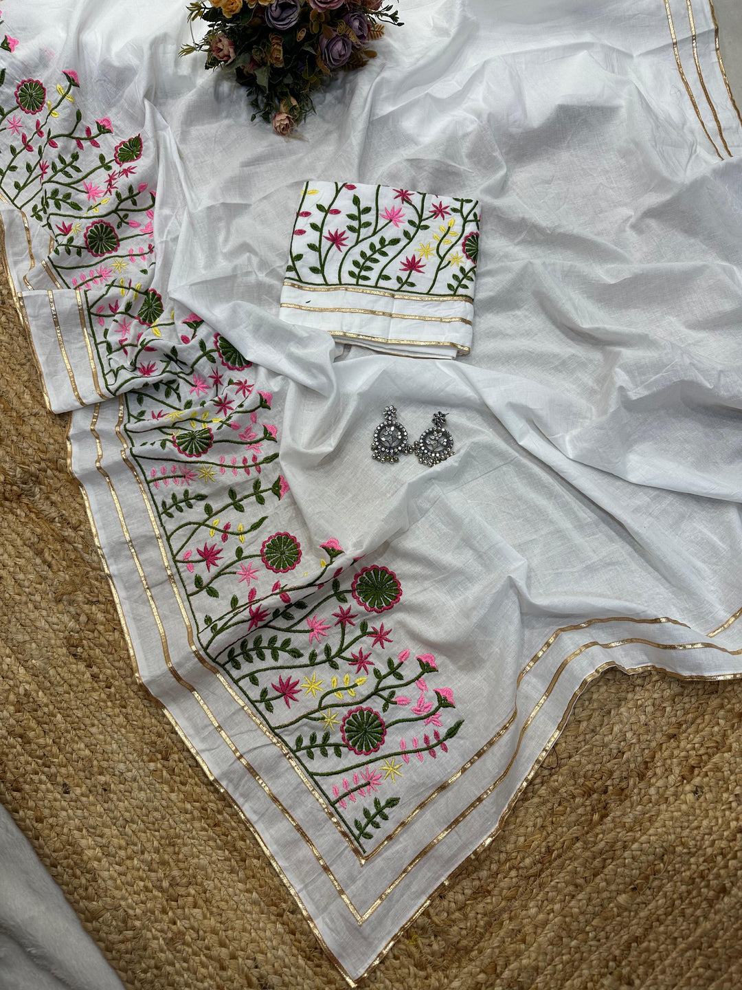 Cool-ish White Cotton Saree