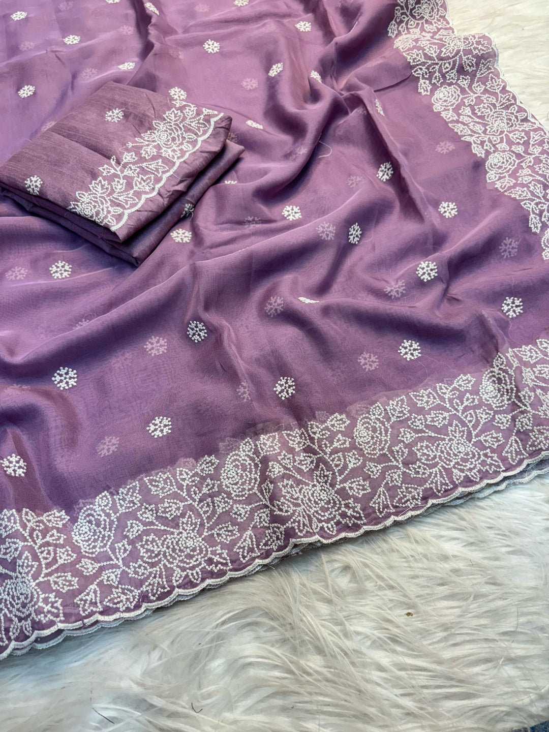 Cloud Swirls Tussar Silk Saree