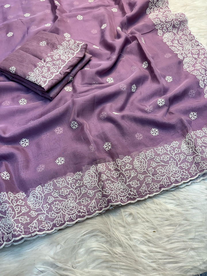 Cloud Swirls Tussar Silk Saree