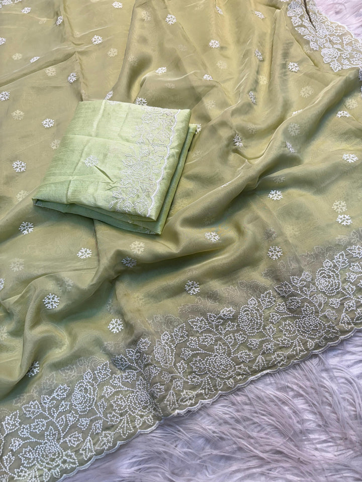 Cloud Swirls Tussar Silk Saree