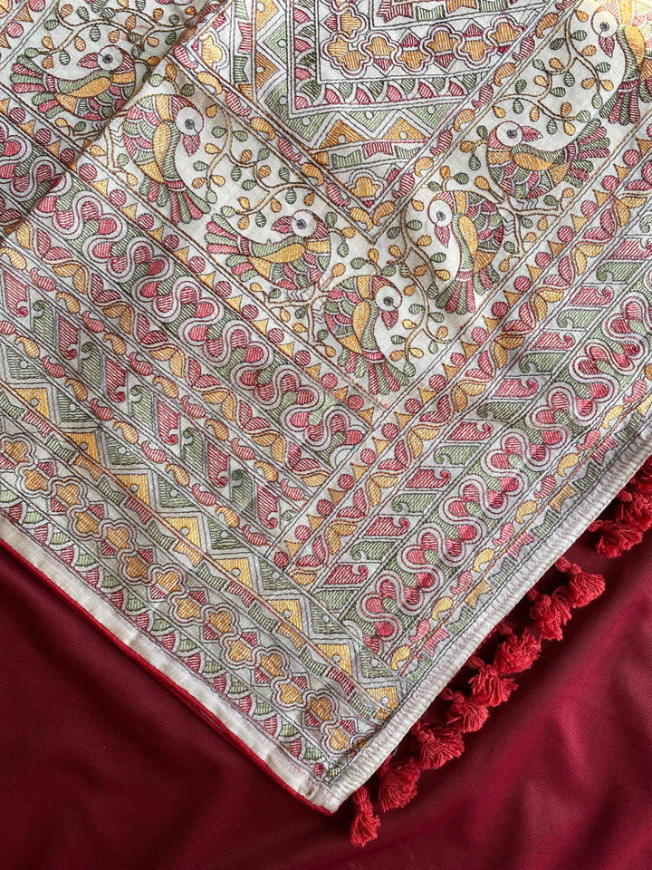 White Bird Tussar Silk Saree