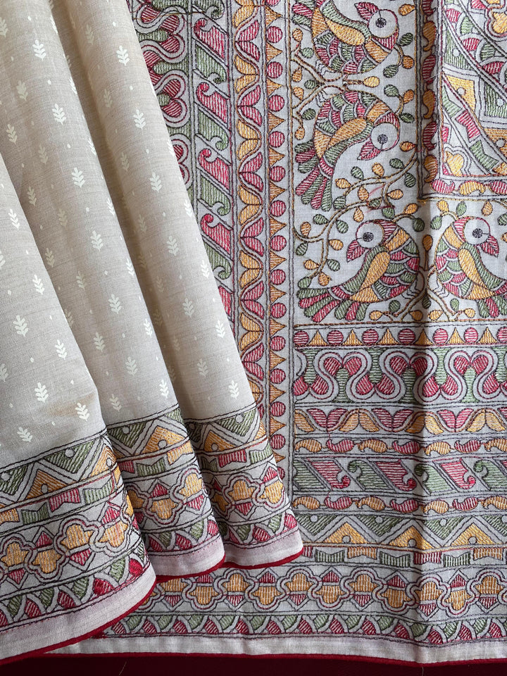 White Bird Tussar Silk Saree
