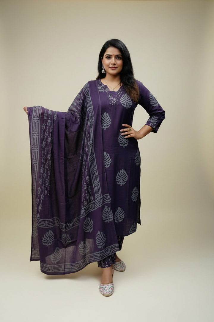 Pop Of Star Cotton Kurti Set