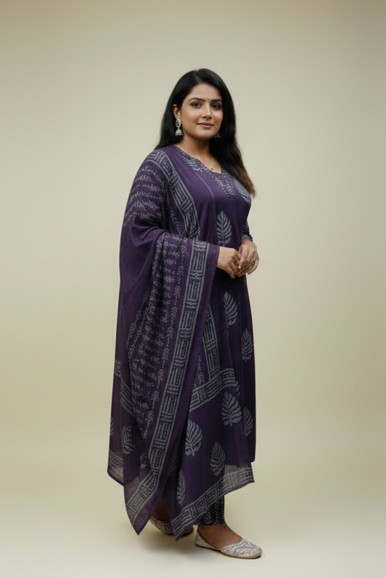 Pop Of Star Cotton Kurti Set
