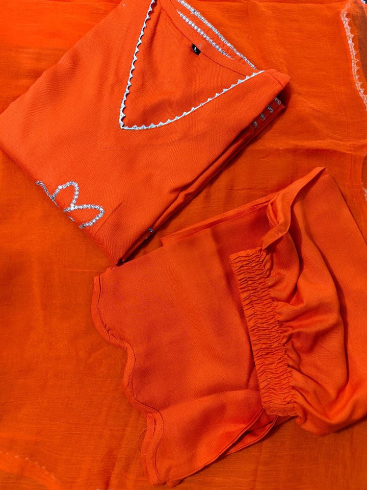 Orange Shade Rayon Kurti Set