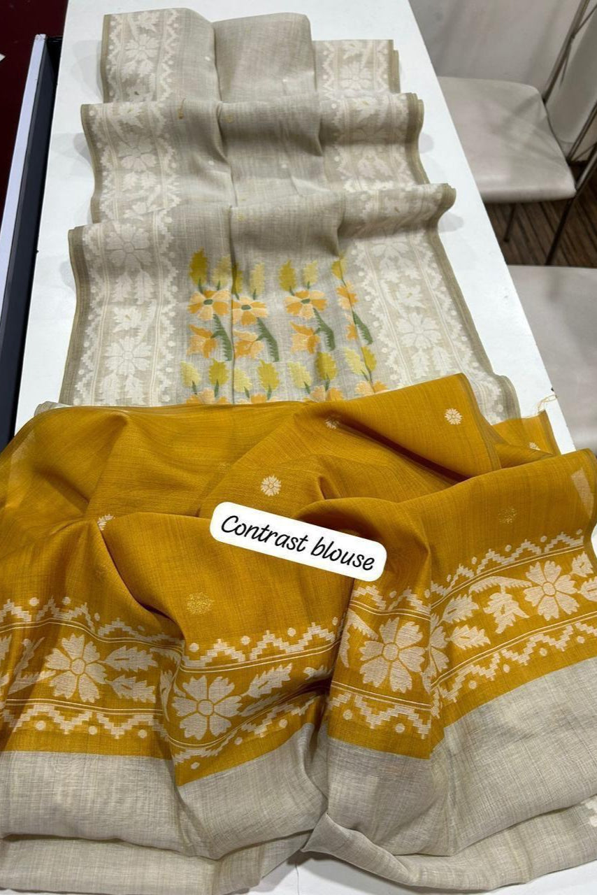 Golden Hour Glow Muga Cotton Saree