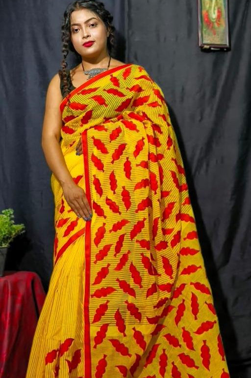 Saakithya Cotton Silk Applique Saree