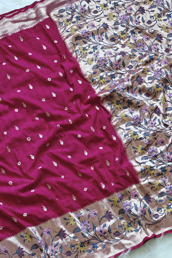 Evergreen Heart Paithani Pink Silk Saree