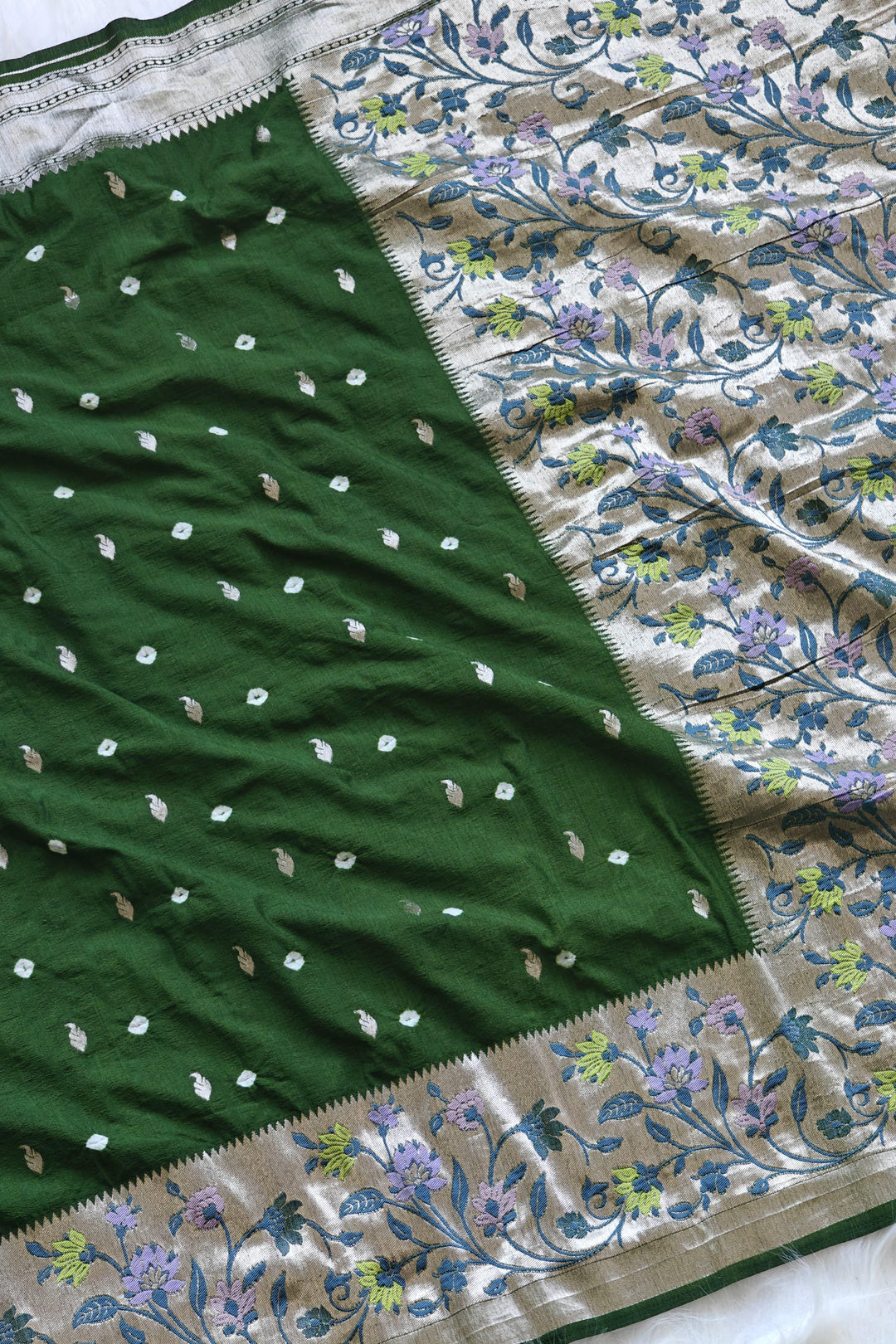 Evergreen Heart Paithani  Green Silk Saree