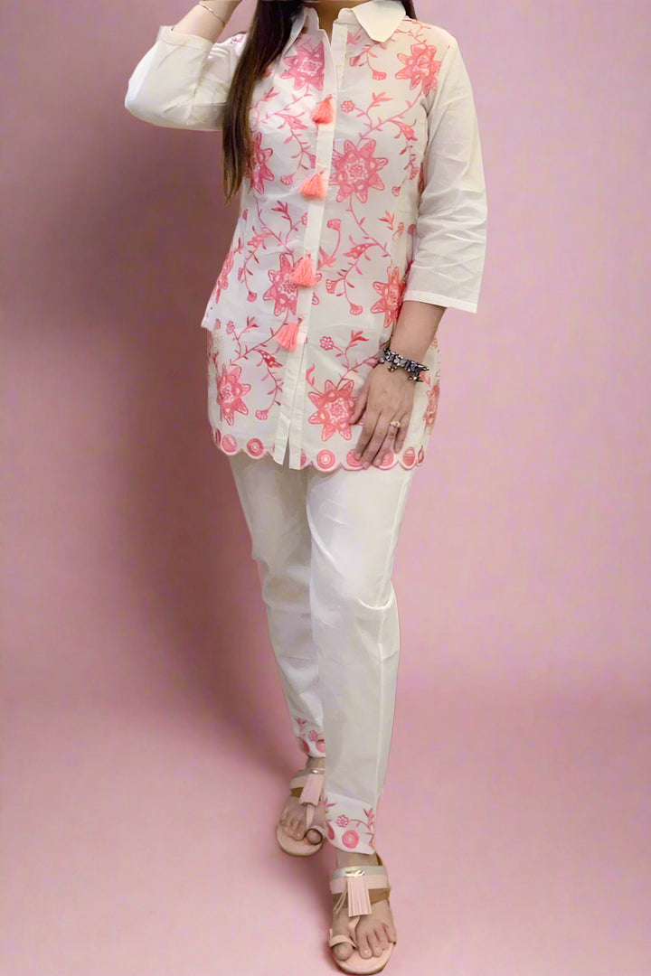 All White Rayon Coord Set
