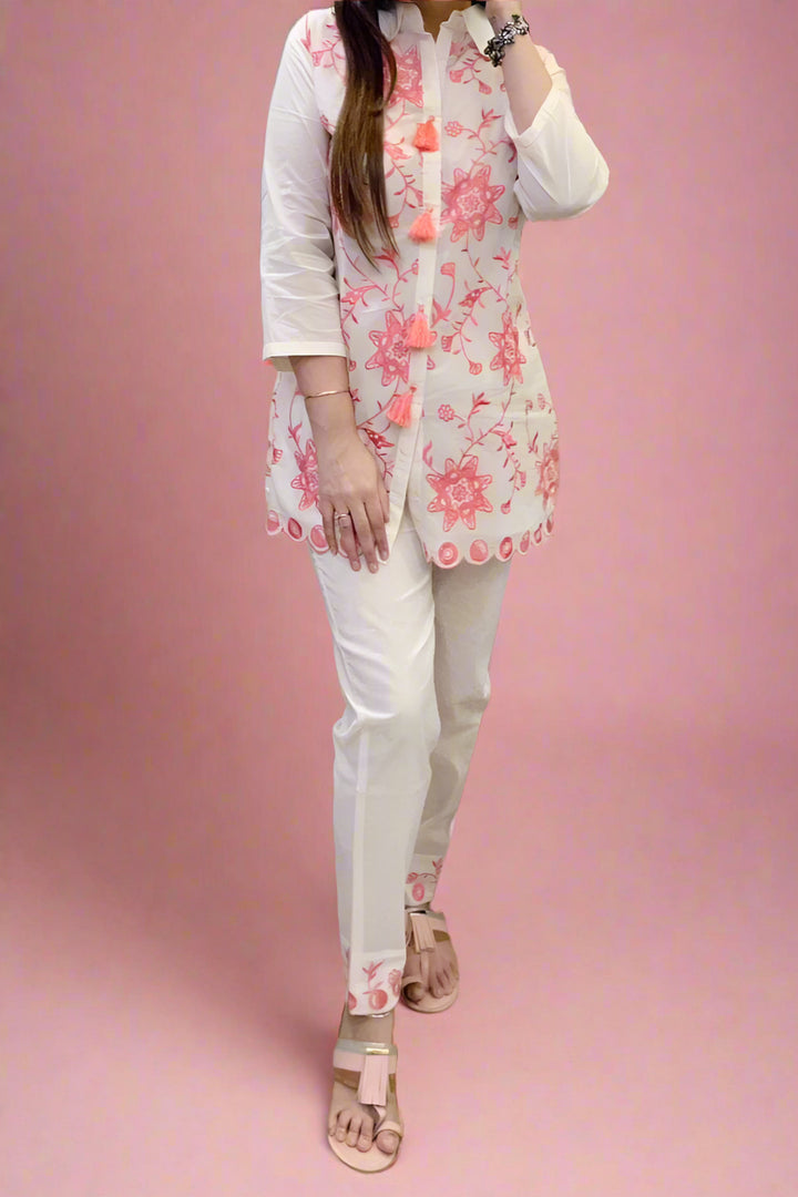 All White Rayon Coord Set