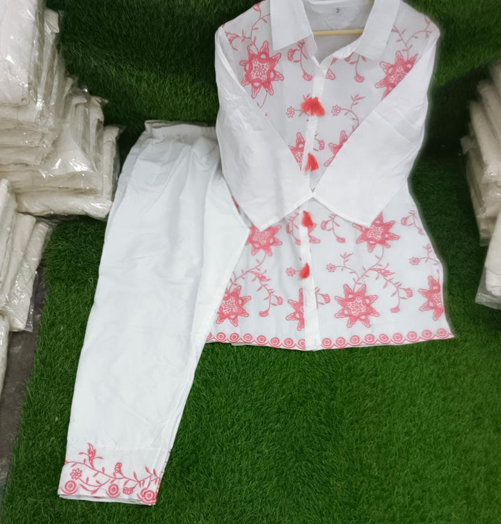 All White Rayon Coord Set