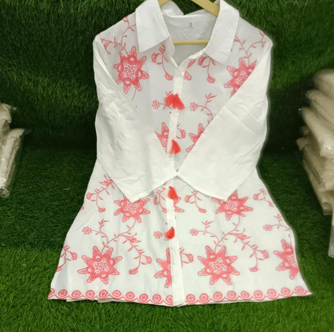 All White Rayon Coord Set