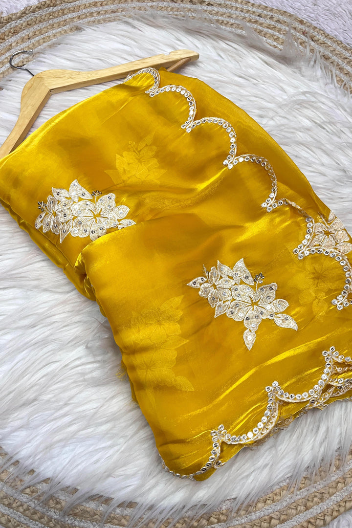 Rocks With Yellow Jimmy Chu Saree