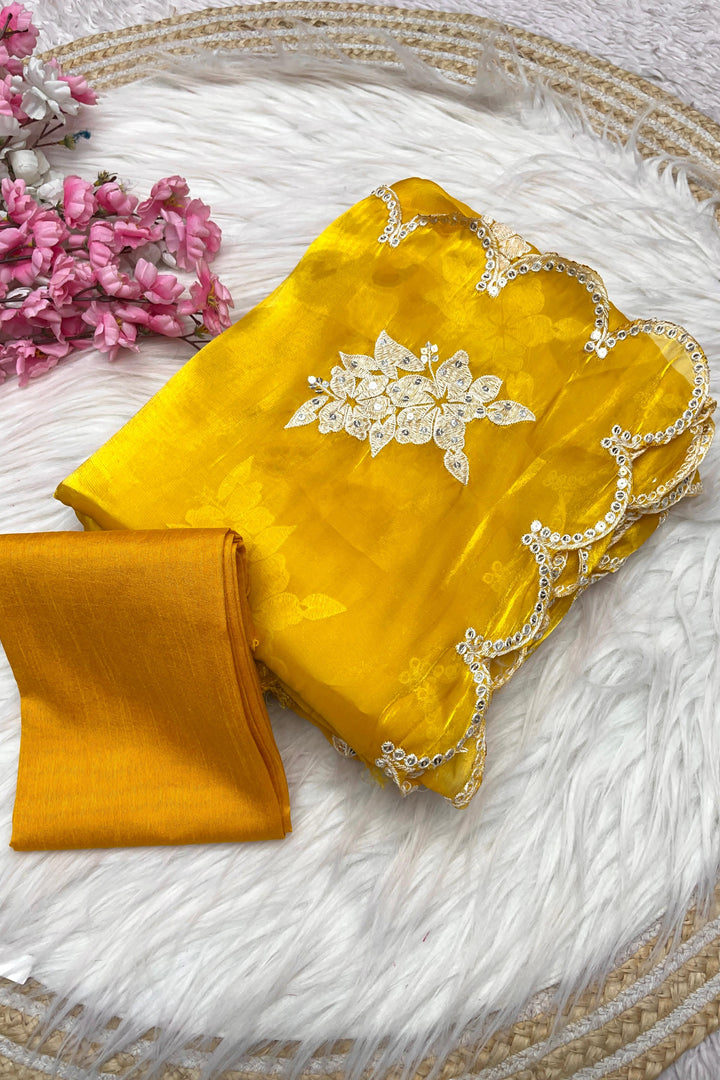 Rocks With Yellow Jimmy Chu Saree