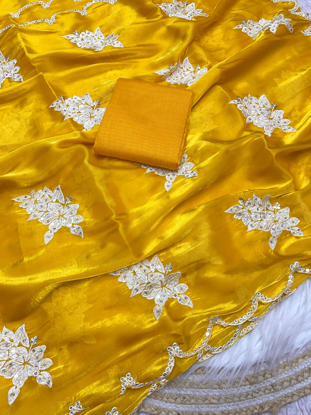 Rocks With Yellow Jimmy Chu Saree