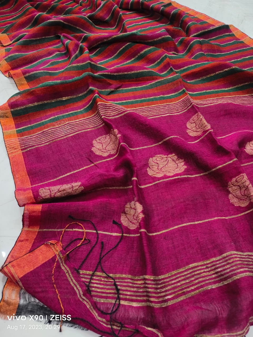 Beauty In Routine linen Banarasi Saree