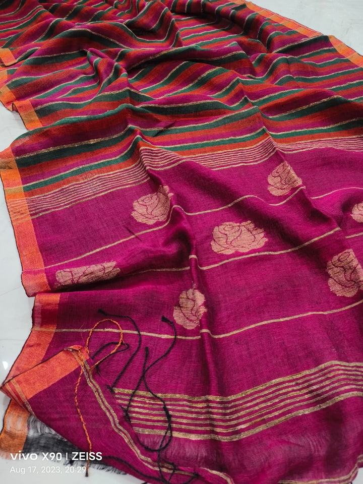 Beauty In Routine linen Banarasi Saree