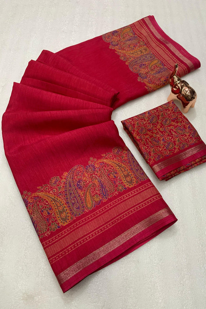 Heartwarming Red Tussar Silk Saree