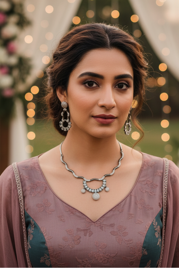 Mon Amaar – Modern Glittering Fancy Necklace Set